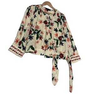 Laundry by Shelli Segal Women's Size M (Medium) Vanilla Floral Wrap Blouse Top